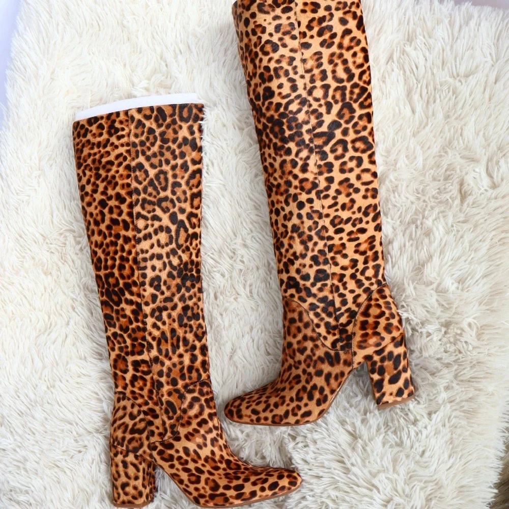 Gianni Bini Jellenia Leopard Print Haircalf Boots - Picture 4 of 14